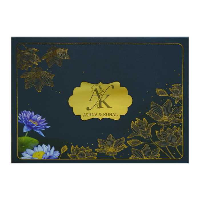 Blue Floral Wedding Card Design-King of Cards