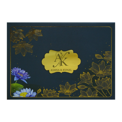 Blue Floral Wedding Card Design-King of Cards