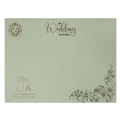 Buy Green Floral Embossed Padded Wedding Card