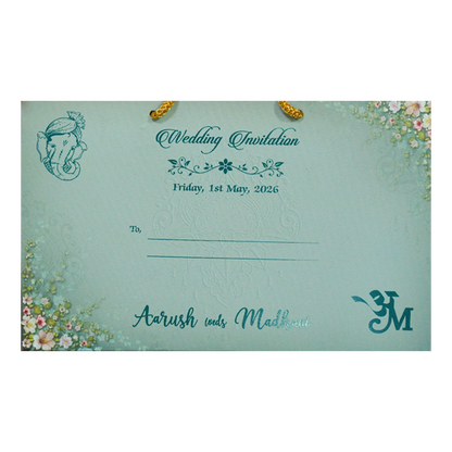 Green Floral Padded Wedding Card-KSH72290