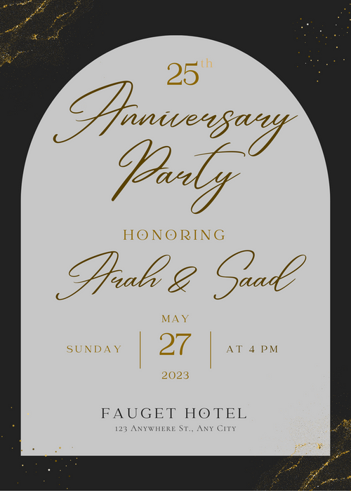 Black Glitter Anniversary Party Invitation-AAAPI003