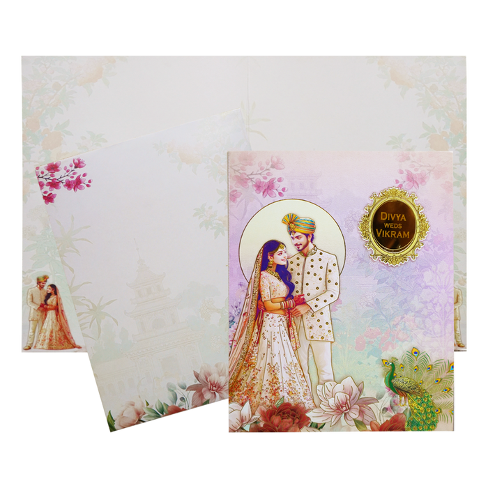 Pastel Pink Bride &amp; Groom Invitation Card-King of Cards