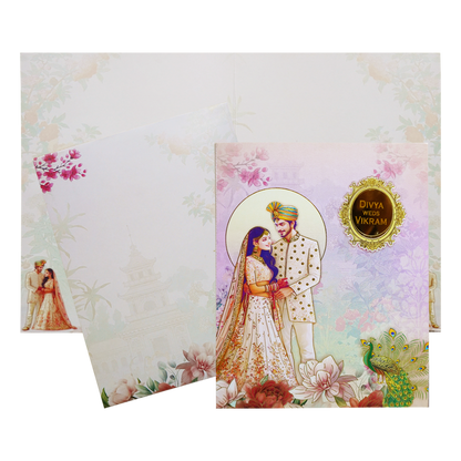 Check out Pastel Pink Bride &amp; Groom Invitation Card invitation card at best price. ?WhatsApp Support ?Express Delivery
