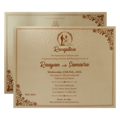 Buy Gold Floral Ornate Padded Wedding Card