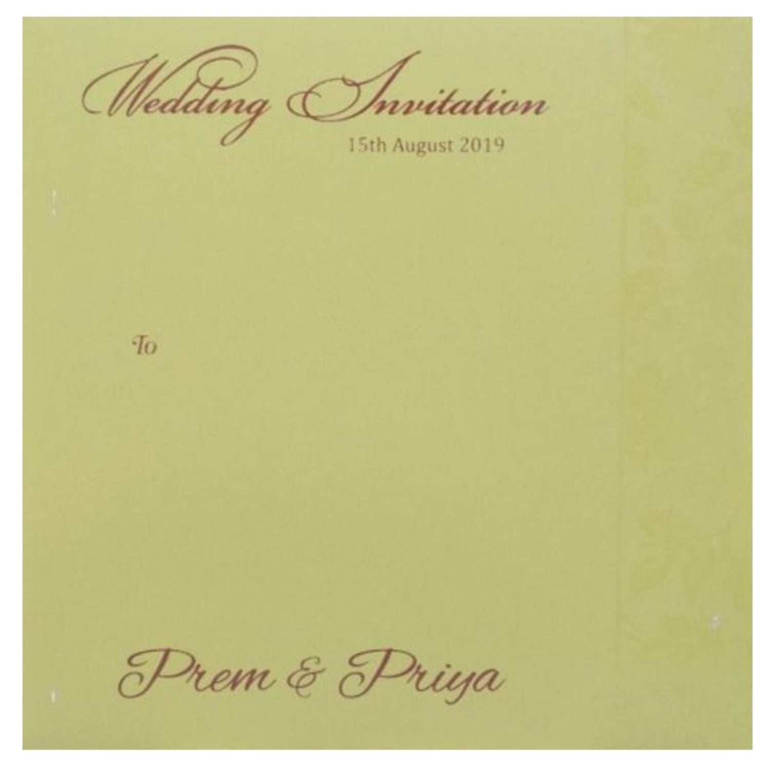 Awestruck Green Shading With Blossom Theme Wedding Card - KND8005G