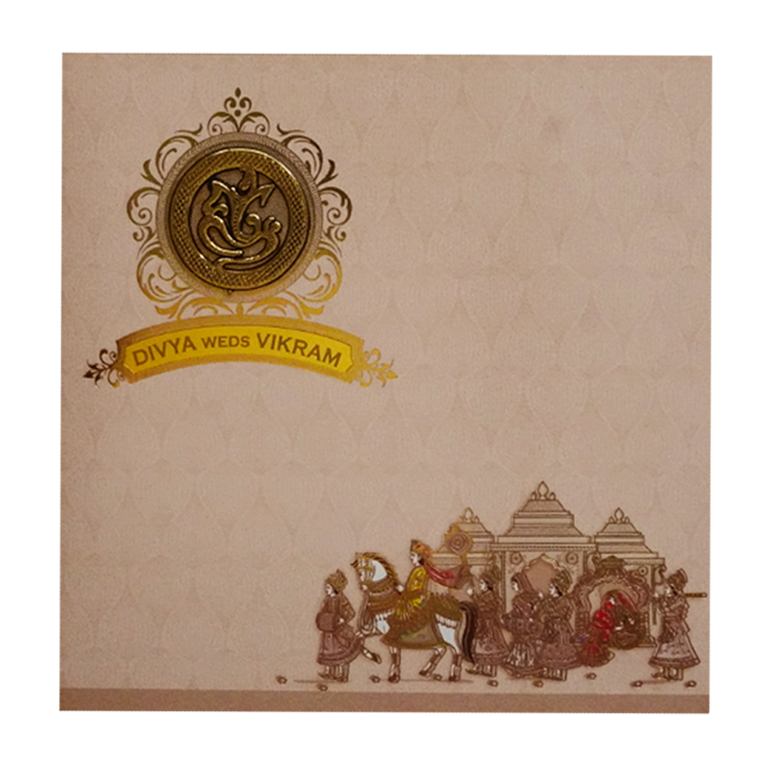 Coral Barat Theme Wedding Card-KNSN6708P