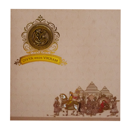 Coral Barat Theme Wedding Card-KNSN6708P