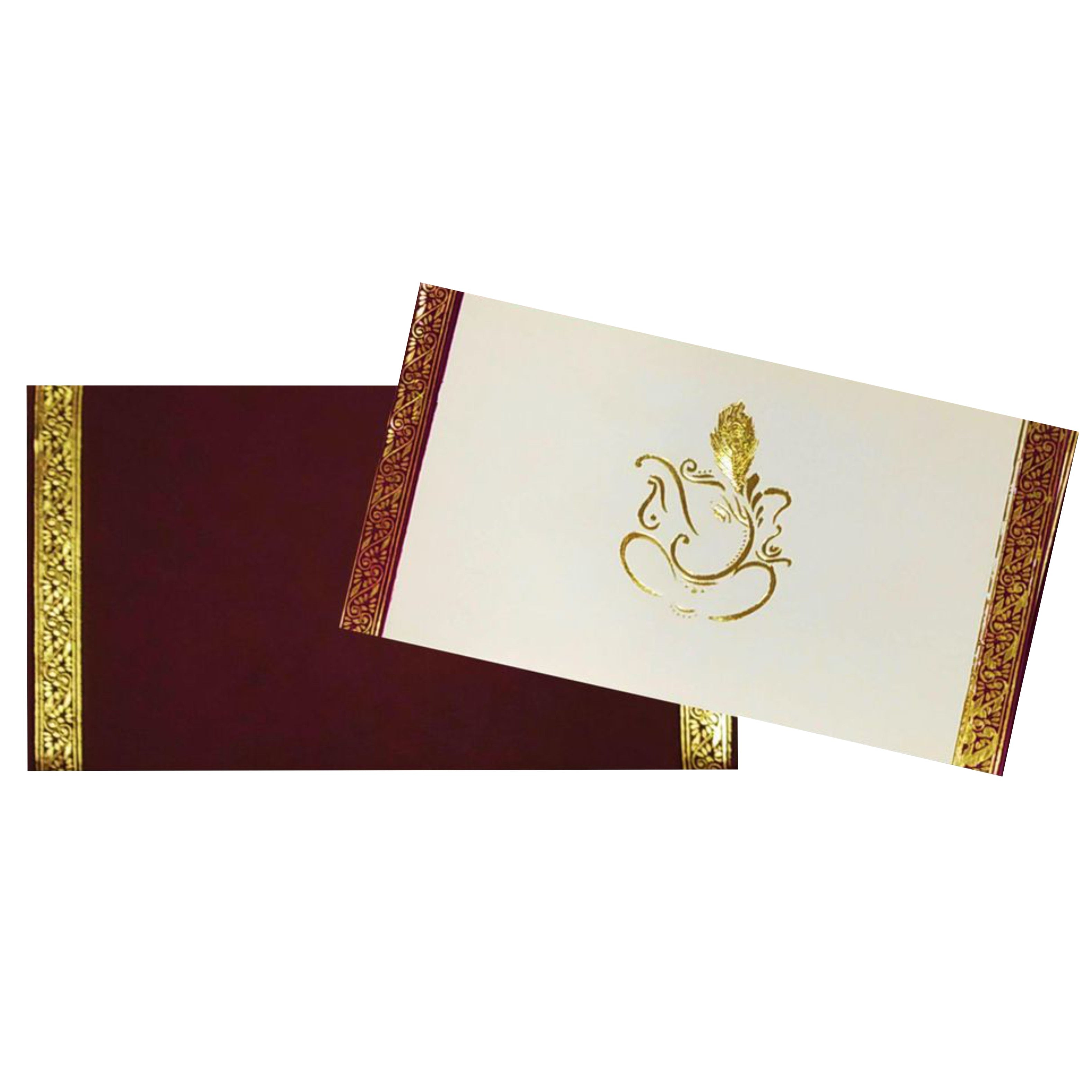 White Ganesha Invitation Card-KNK116GB
