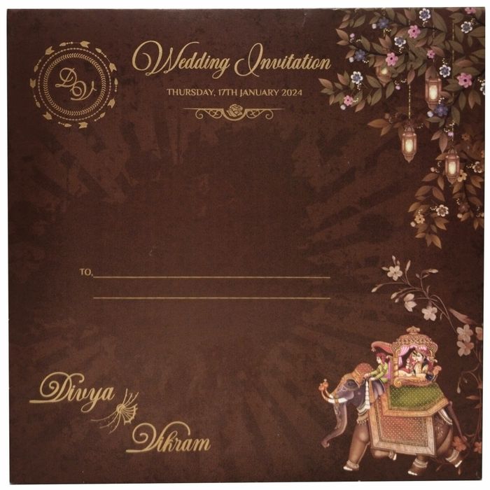 Brown Padded Floral Gold Foiling Print With Open Door Type-KNPO5518N-King of Cards