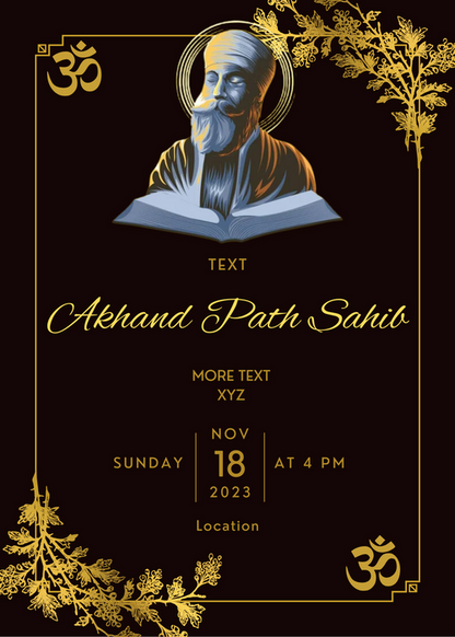 Black Floral Akhand Path Invitation-AAAKI001