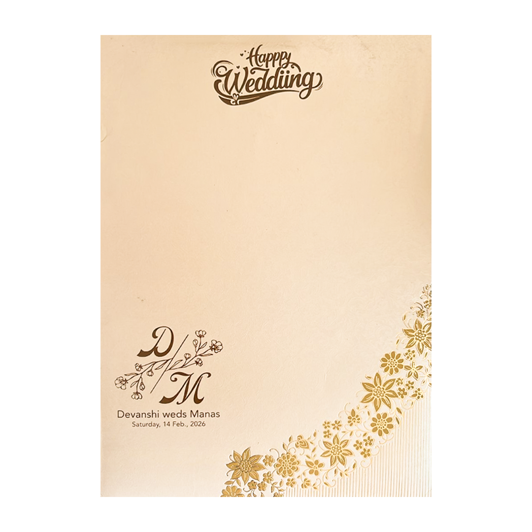 Buy Gold Floral Padded Wedding Card