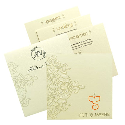 White Embossed Box Invitation Card-King of Cards