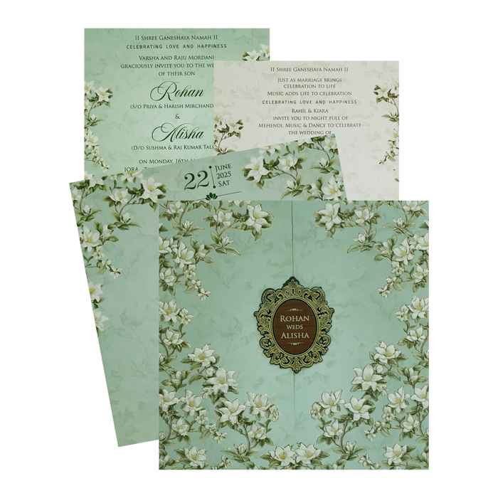 Green Floral Door Wedding Card-King of Cards