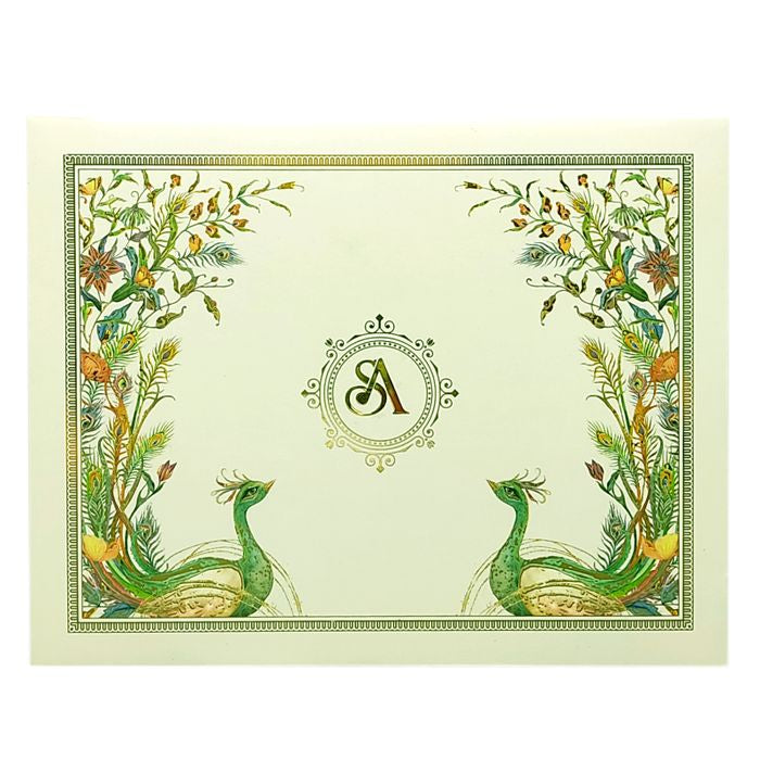 White Peacock Wedding Card Design-King of Cards