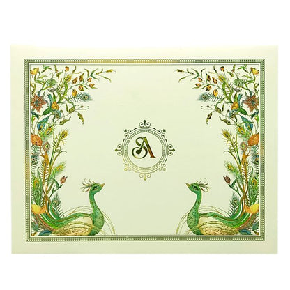 White Peacock Wedding Card Design-King of Cards