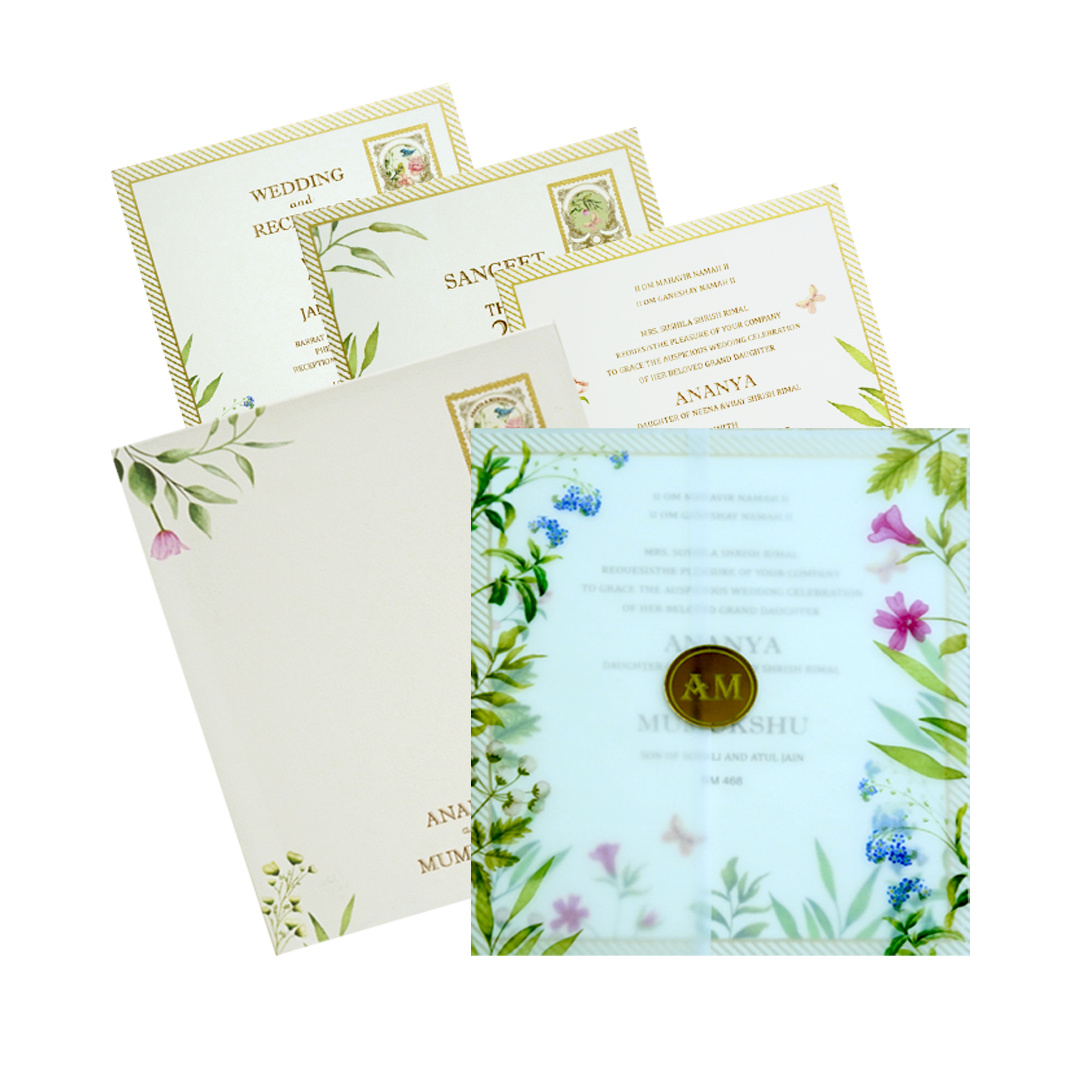 White Tracing Sheet Seal Wedding Card-KBM04680