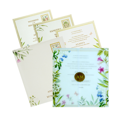 White Tracing Sheet Seal Wedding Card-KBM04680
