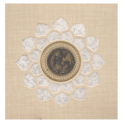 Sandal Metallic Wedding Card With White Wolly And Ganesha-KNRP4343S