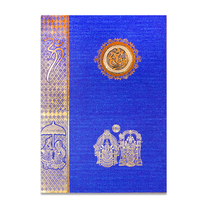 Blue Ganesha Balaji Traditional Wedding Card-KNCC817B