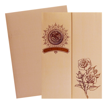 Cream Ganesha Door Wedding Card-King of Cards