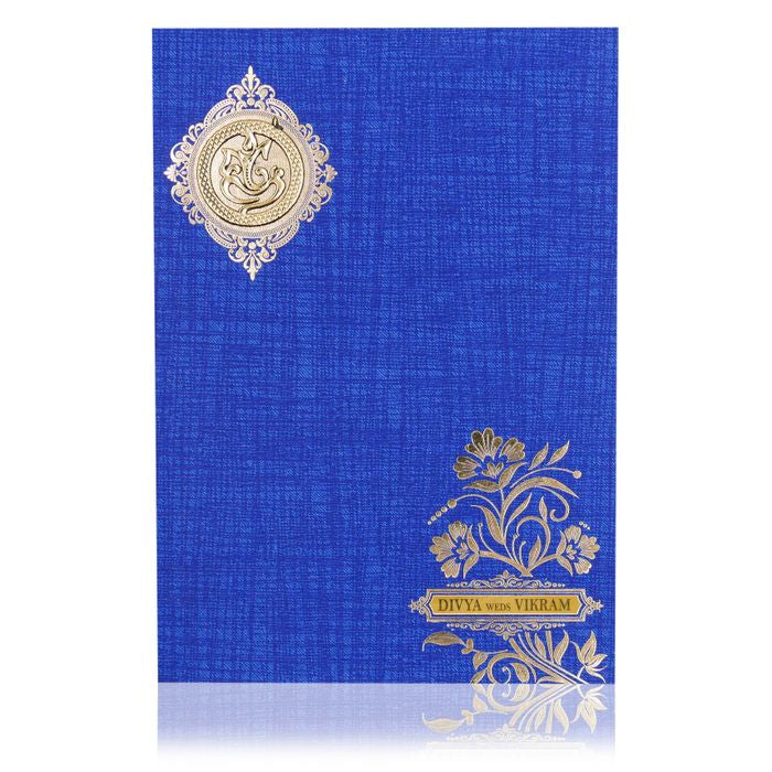 Blue Classic Paper Print Debonair White Floral Design With Name Plate-KNCP824B-King of Cards