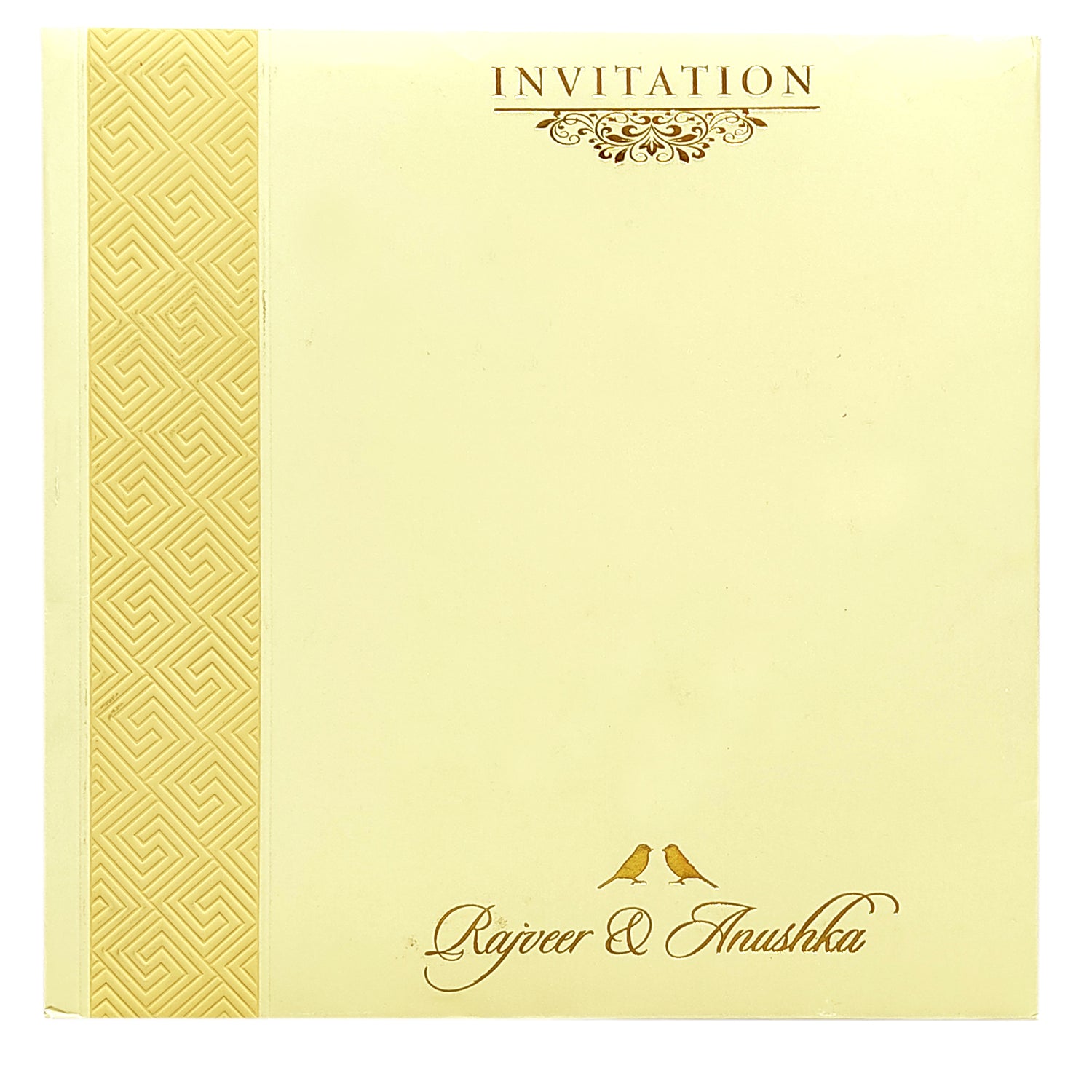 Cream Nameplate Floral Invitation Card-KRC29770