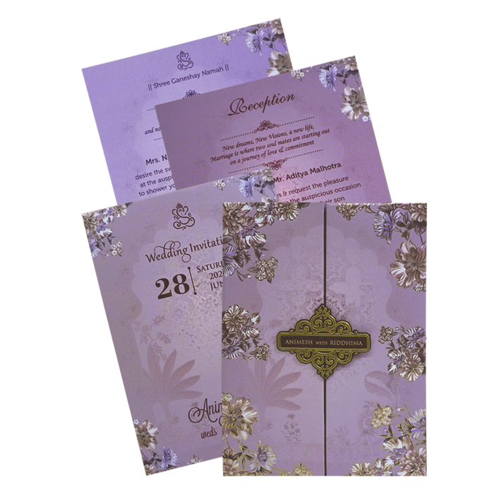 Light Purple Padded Wedding Card-King of Cards