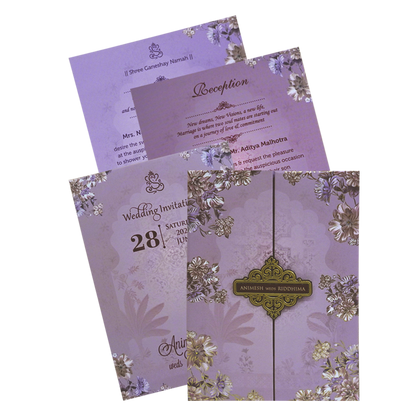 Light Purple Padded Wedding Card-KVN06840