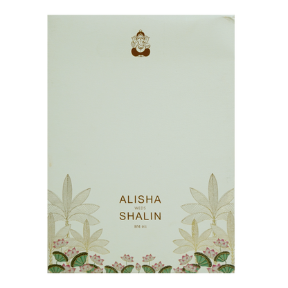 Cream Floral Lotus Wedding Card-King of Cards