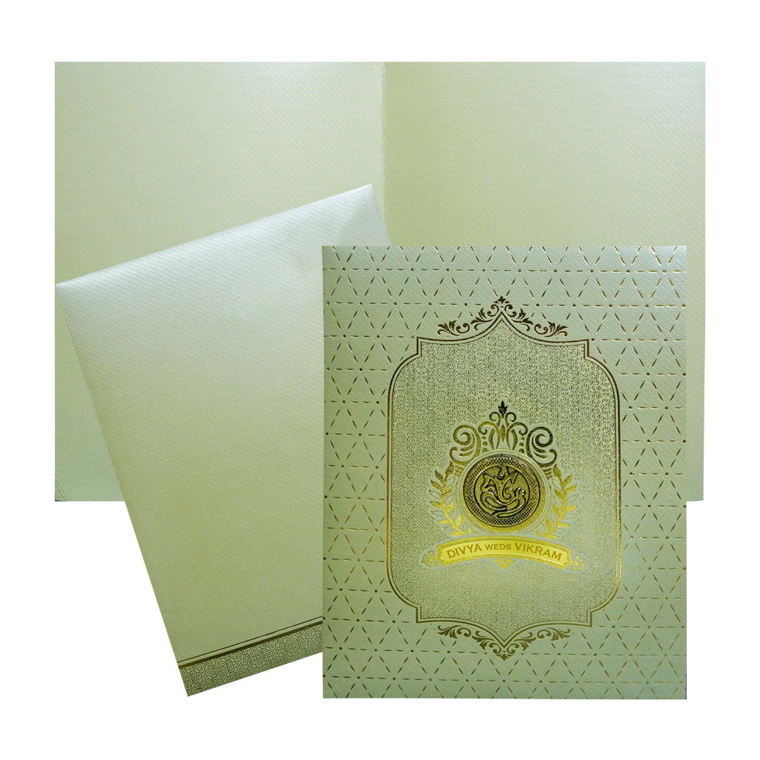 Pista Green Textured Wedding Card-KNKGN5032