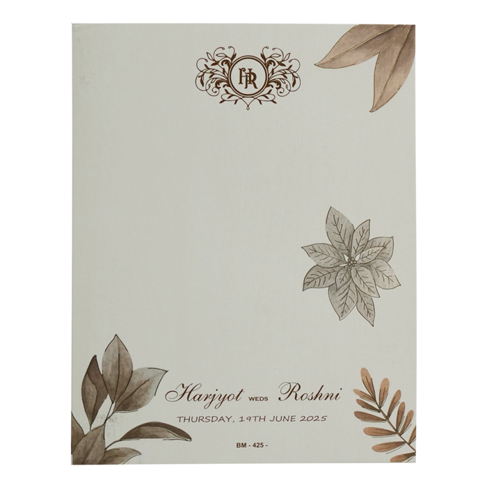 Cream Floral Padded Invitation Card-King of Cards