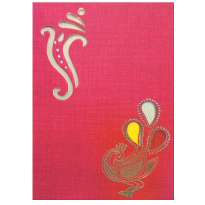 Red Die Cut Ganesha And Peacock Design-King of Cards