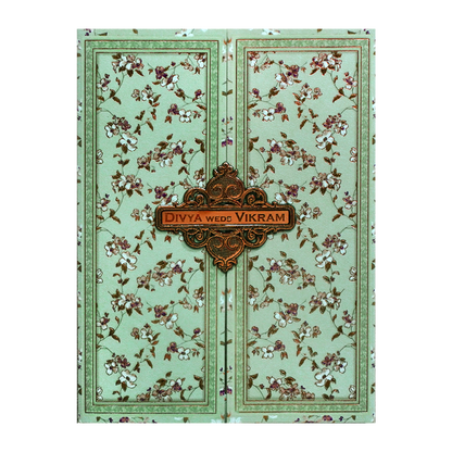 Green Floral Nameplate Door Invitation Card-King of Cards