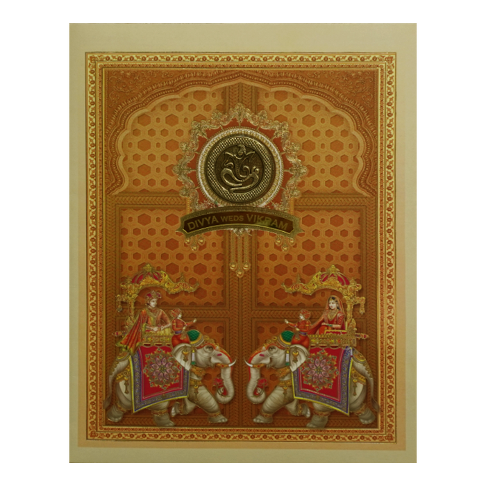 Light Yellow Elephant Wedding Card-King of Cards