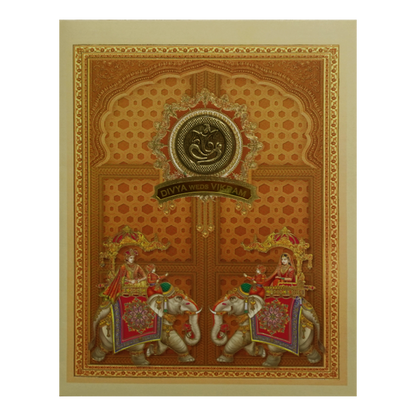 Light Yellow Elephant Wedding Card-King of Cards