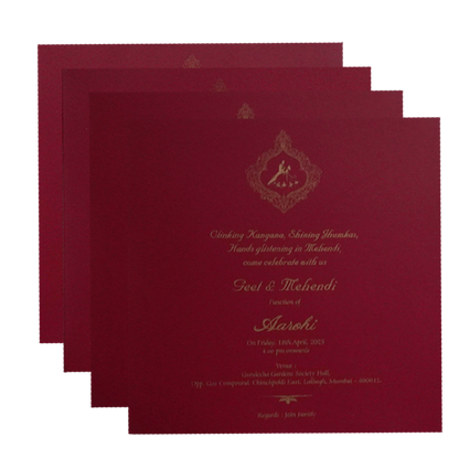 Red Embossed Marriage Card-KPR09310