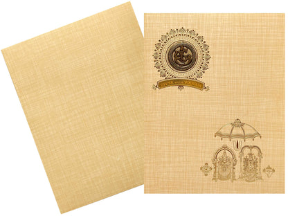 Sandal Metallic Floral Invitation With Balaji Padmavathi Images-KNK2061S