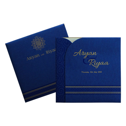 Dark Blue Door Wedding Invitation-King of Cards