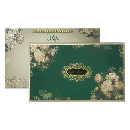 Dark Green Floral Wedding Invitation Box - KSI64170