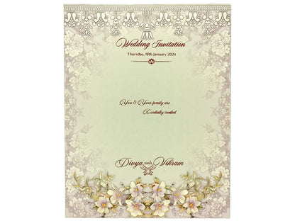 Lavender Floral Designer Padded Invitation Card-KNPO03AP
