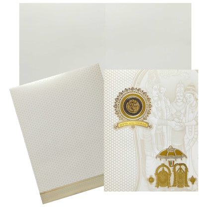 White Floral Balaji Padmavathi Invitation Card-KNJS2061
