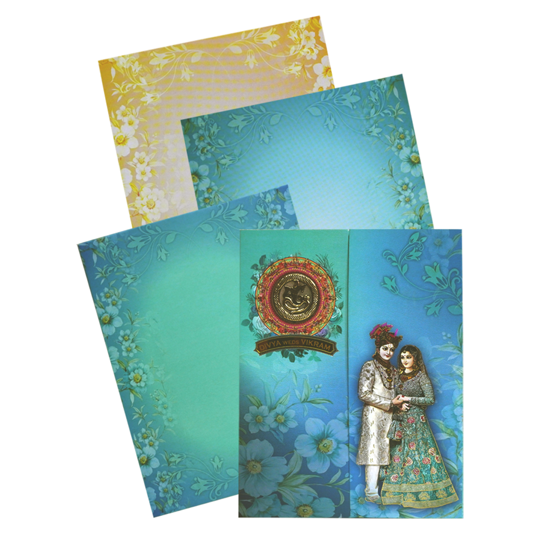 Dark Cyan Blue Wedding Card-King of Cards