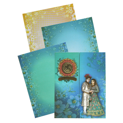 Dark Cyan Blue Wedding Card-King of Cards