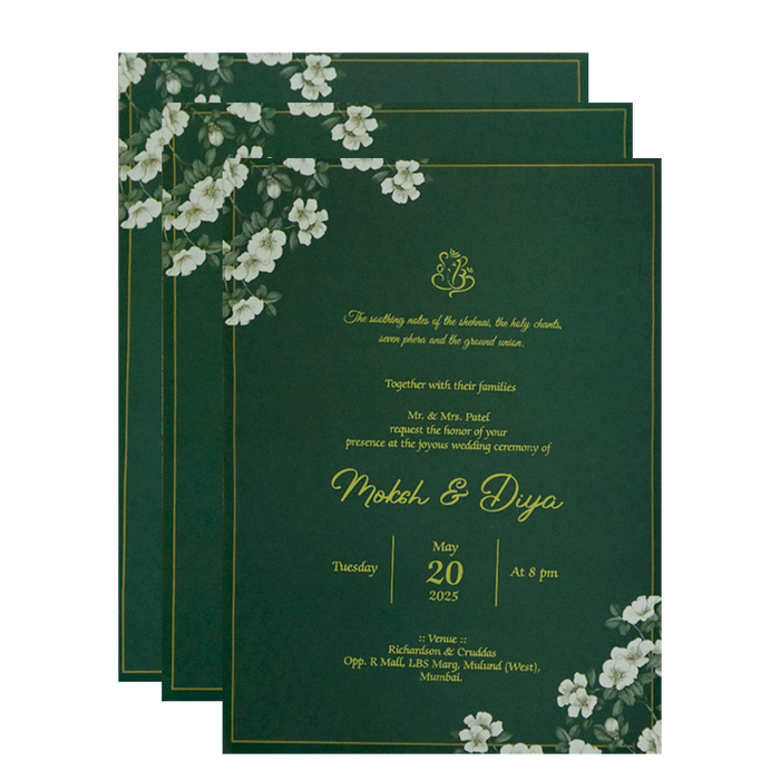 Dark Green Floral Wedding Card-King of Cards