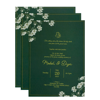 Dark Green Floral Wedding Card-King of Cards
