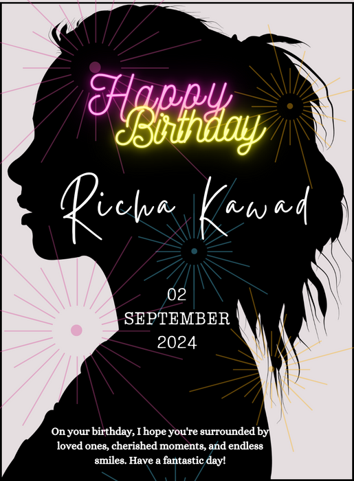 Neon Girl Birthday cards for her-King of Cards