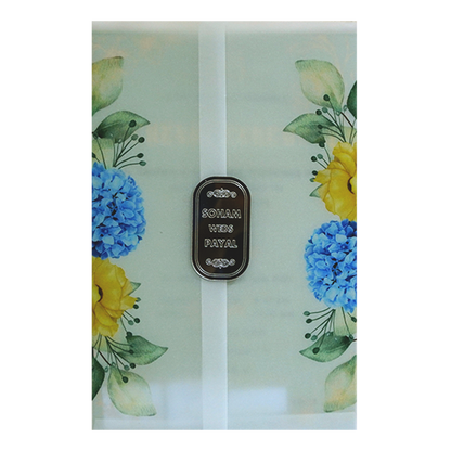 Blue Floral Tracing Nameplate Invitation Card-King of Cards