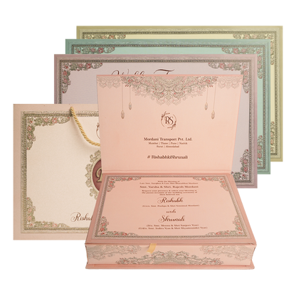 Check out Pink Baroque Floral Wedding Invitation Box at best price. ✅WhatsApp Support ✅Express Delivery.|King of cards.