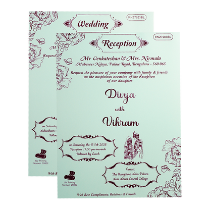 Buy Mint Blue Ganesha Floral Wedding Card