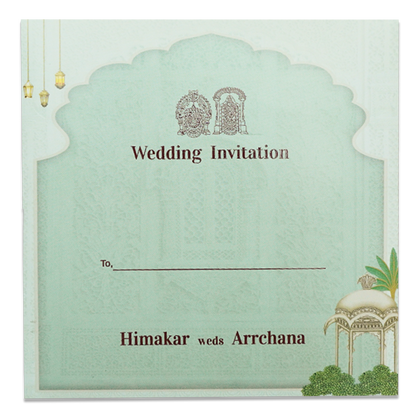 Green Gazebo Themed Wedding Card - KNSN6713G